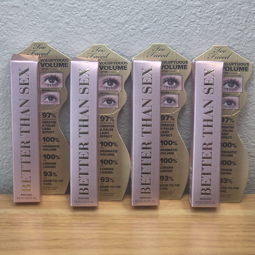 Too Faced Better Than Sex Volumizing Mascara .27oz Full Size New 4 Pack